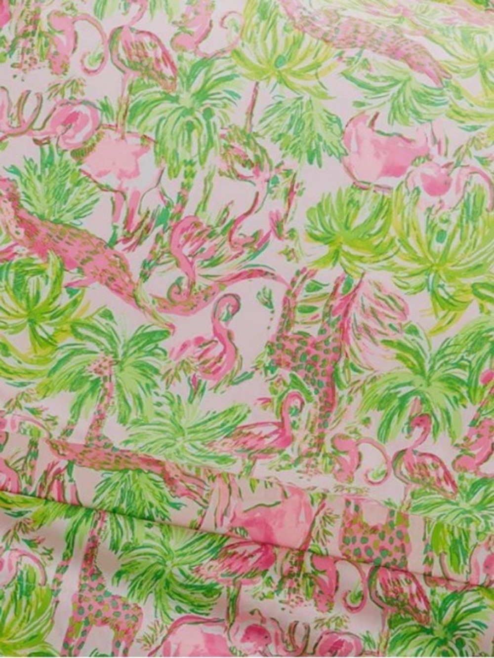 Lilly Pulitzer Pink and Green Tropical Flamingo Palm Sheet